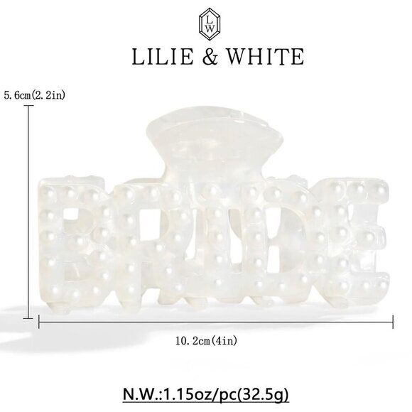 Pearl Bridal Hair Clips Women Thick Hair Monogram Claw Clip Wedding Accessory